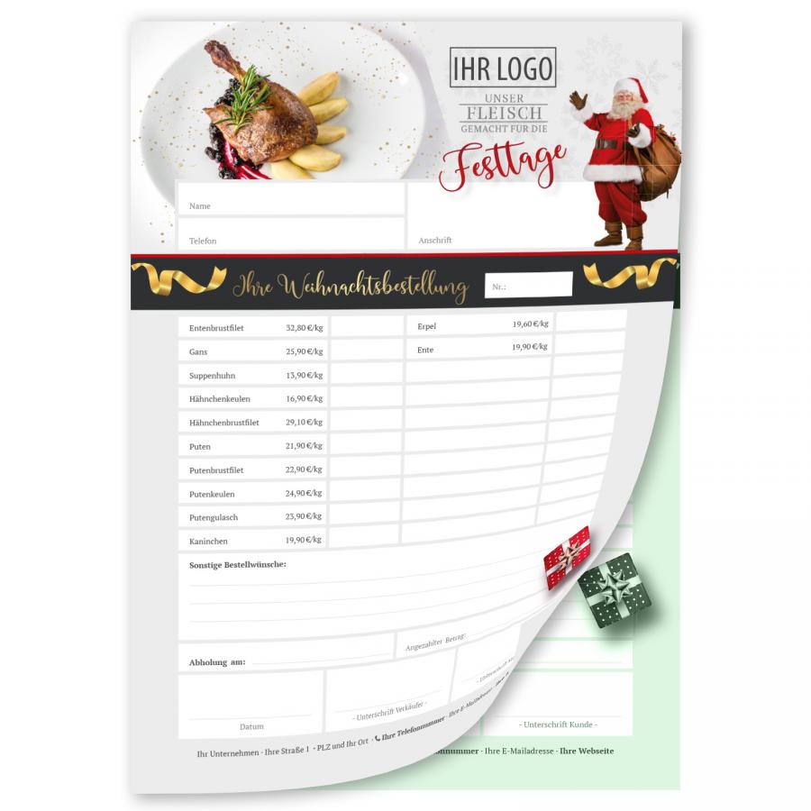 DIN A4 Bestellzettel als Durchschreibesatz: 2- fach, bis 20 Weihnachtsangebote bedrucken & bewerben