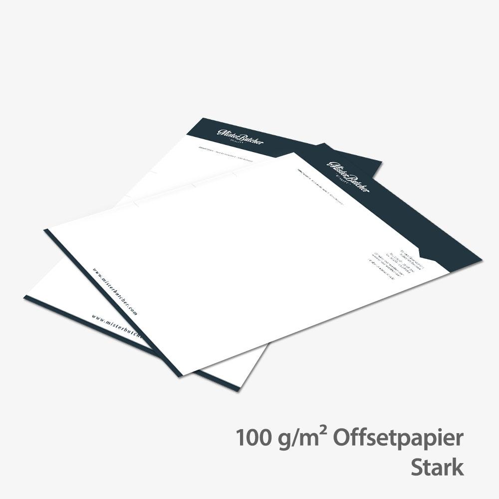 Briefpapier DIN A4, 100g/m², Offsetpapier weiß, ein- o. beidseitig drucken
