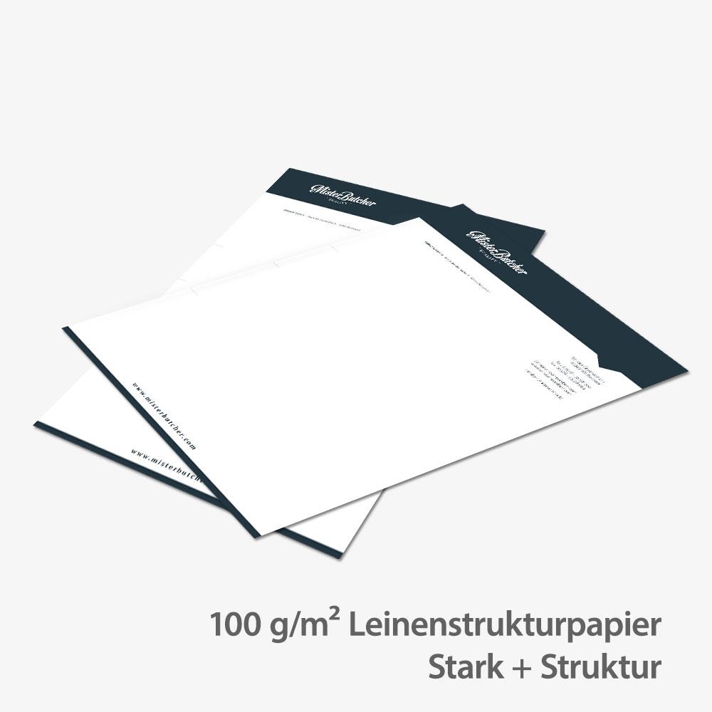 Briefpapier DIN A4, 100g/m², Leinenstrukturpapier, weiß, ein- o. beidseitig drucken