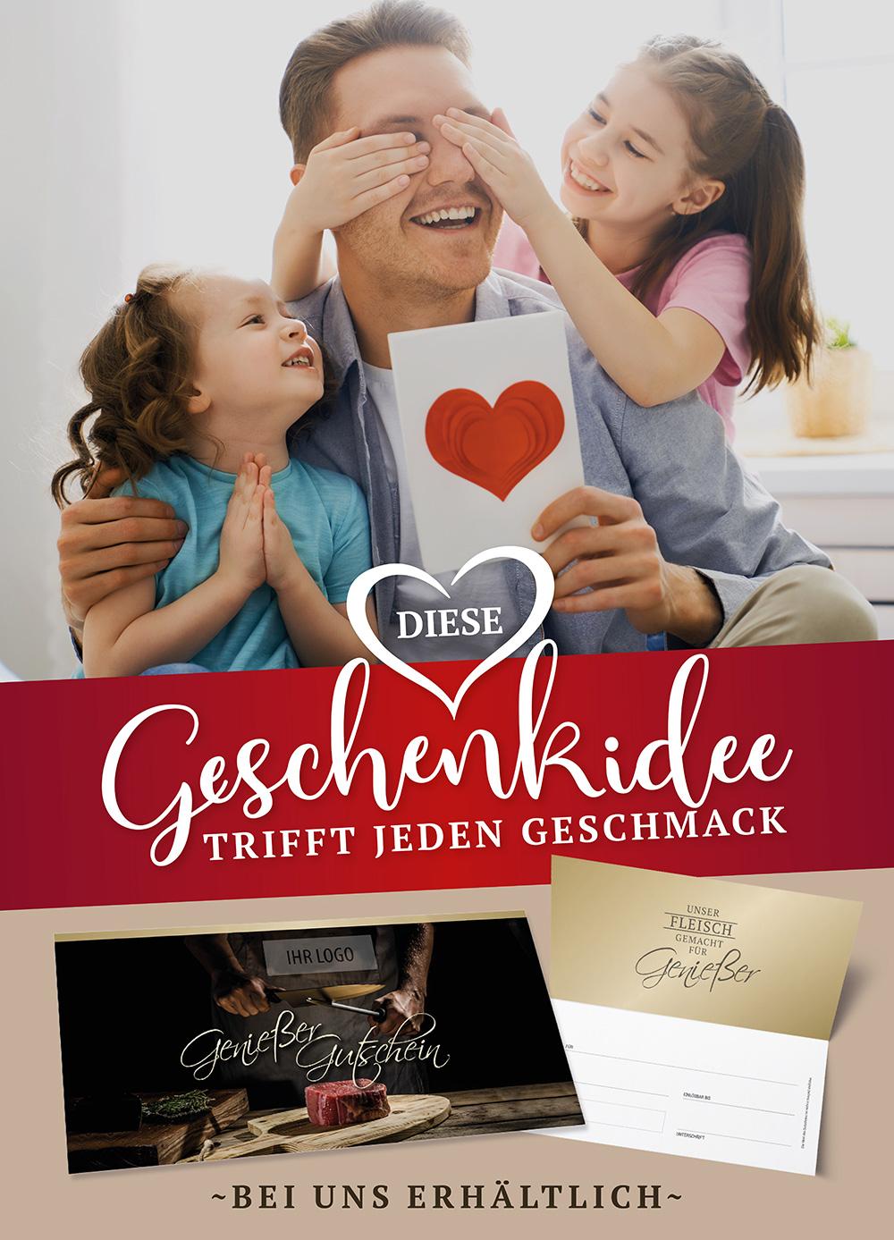 Plakat, Poster-Motiv: Metzger/ Fleischer Gutscheine bei uns erhältlich - Die Geschenkidee