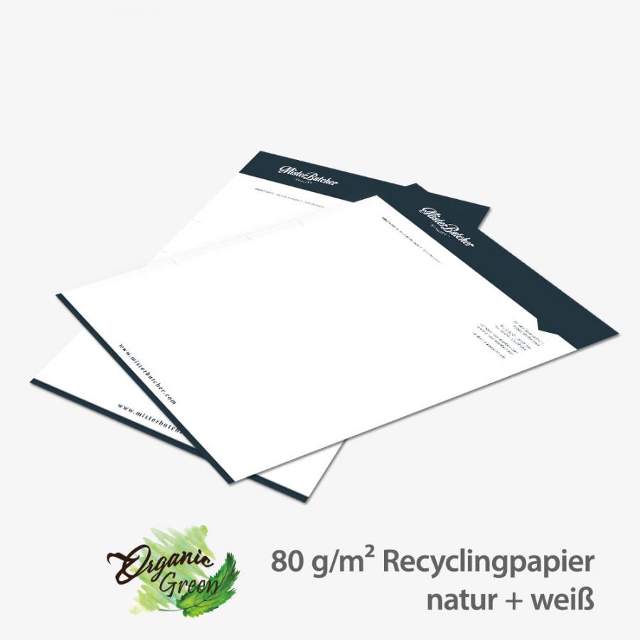Briefpapier DIN A4, 80g/m², Recyclingpapier weiß, ein- o. beidseitig drucken