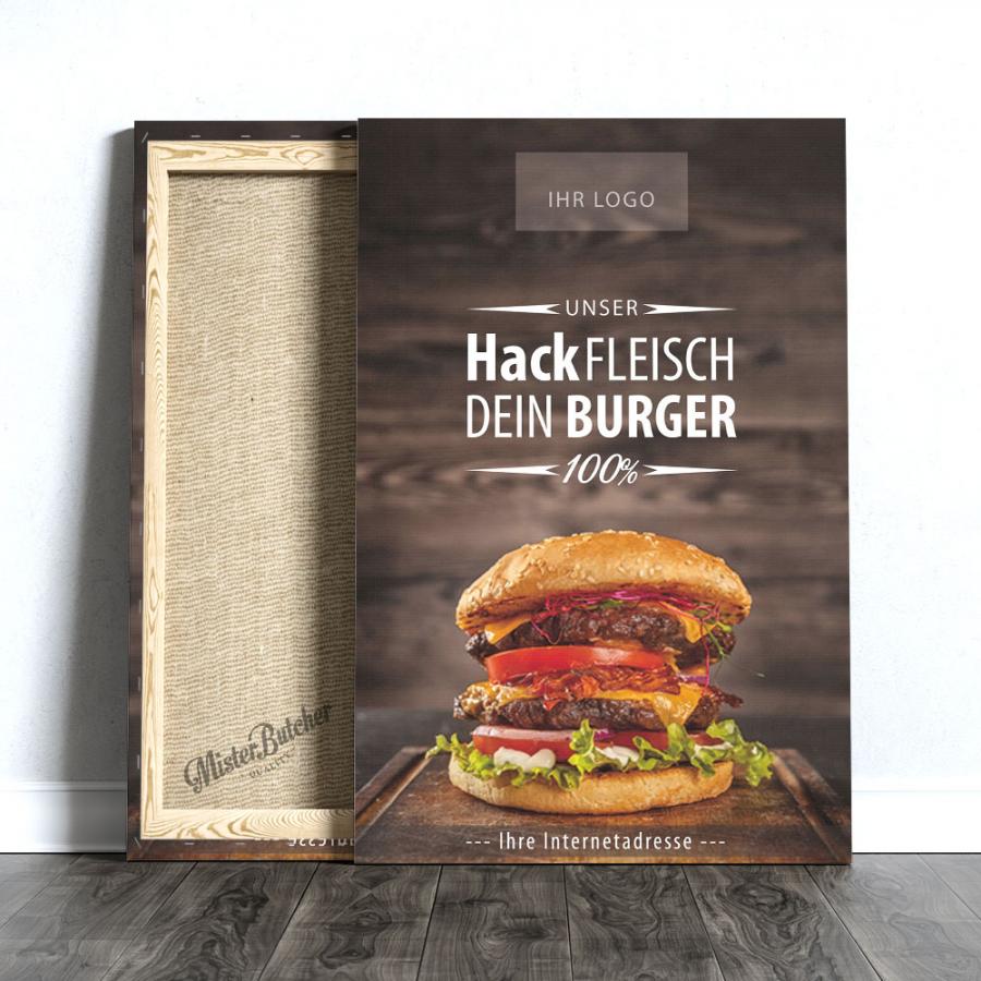 Fotoleinwand bedruckt, Motiv Rinderhackfleisch / Schweinehackfleisch - Burger-Patties