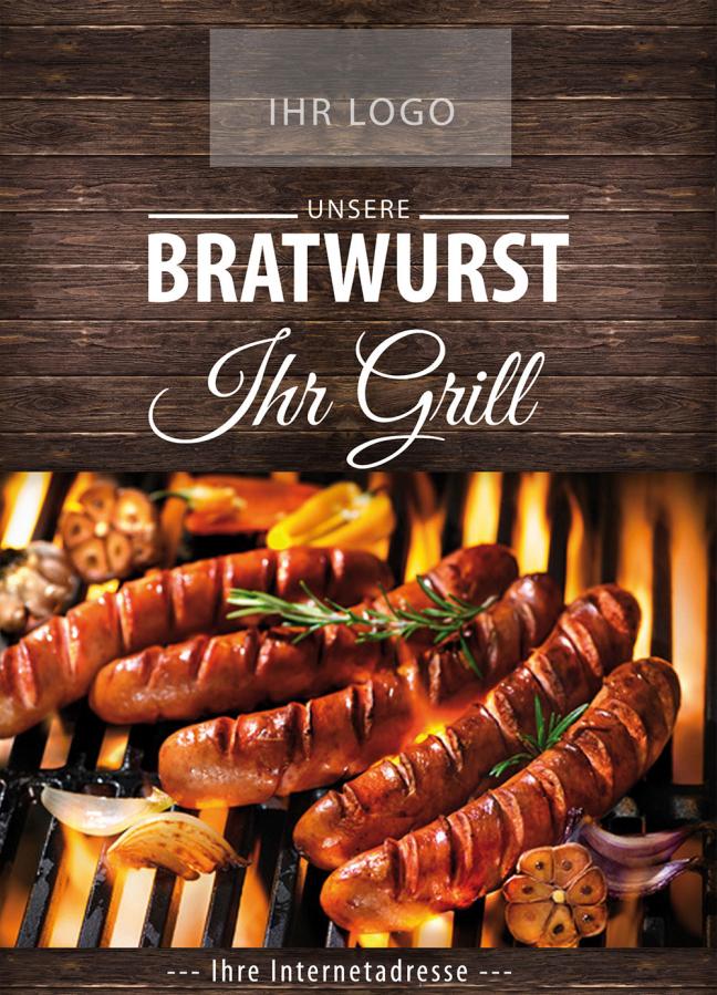 Plakat, Poster-Motiv: Grill-Bratwürste