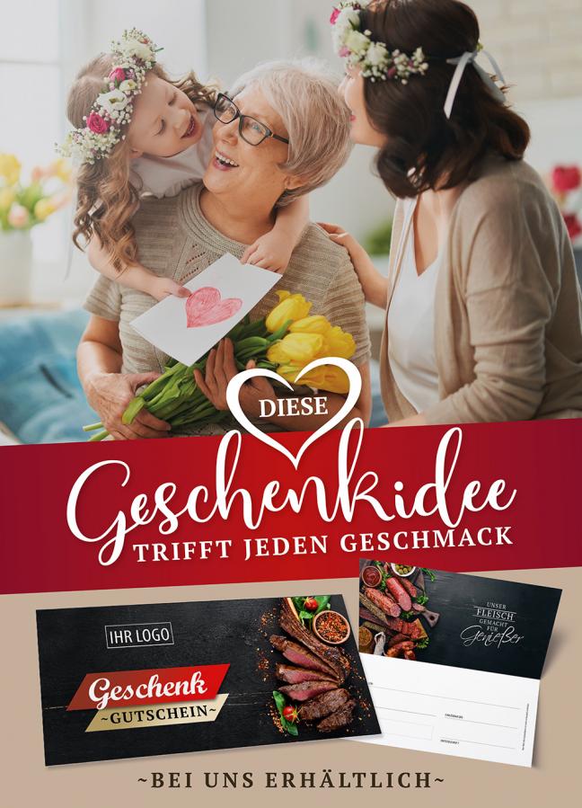 Plakat, Poster-Motiv: Gutscheine bei uns erhältlich - Die Geschenkidee