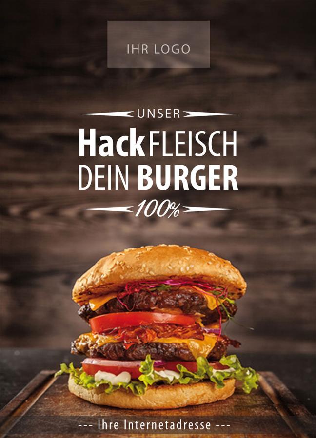 Plakat, Poster-Motiv: Rinderhackfleisch / Schweinehackfleisch - Burger-Patties
