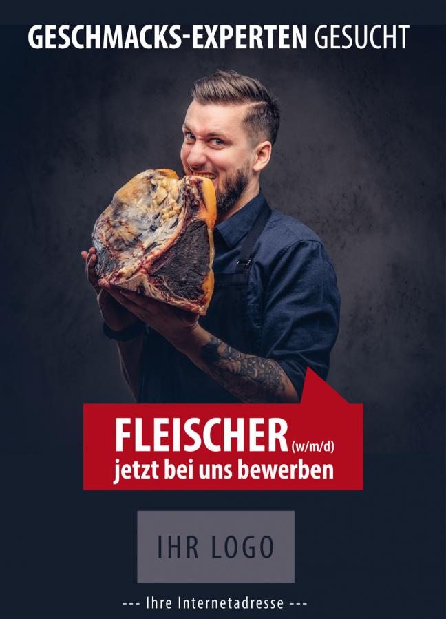 Plakat, Poster-Motiv: Wir suchen Fleischer & Metzger