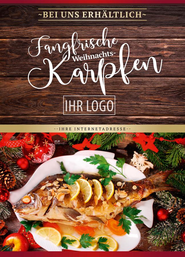 Plakat, Poster-Motiv drucken: Motiv: Weihnachtskarpfen fangfrisch